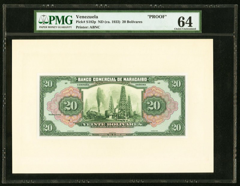 Venezuela Banco Comercial de Maracaibo 20 Bolivares ND (ca. 1933) Pick S182p Fro...