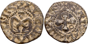 Italy: Valence, Late XIII century. Denari. Obverse: Anthropomorphic bird and inscription in rim: VRBS VALENTIAI Reverse: Cross with rounded arms and i...