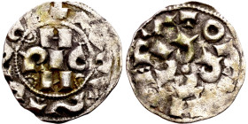 Italy: Lucca 1039-1125. Denari. Obverse: INPERATOR/ Monogram. Reverse: ENRICVS

 16mm 1.08g