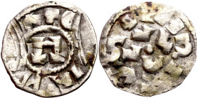 Italy: Lucca 1039-1125. Denari. Obverse: INPERATOR/ Monogram. Reverse: ENRICVS

 14mm 0.69g