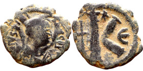 Justin I (518-527) Half Follis Obverse: :D N IVSTINVS PP AVG, diademed, draped, and cuirassed bust right Reverse: Large K

 26mm 6.72g