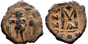 Heraclius and Hercalius. Constantine (610-641) Follis. Obverse: Heraclius on left, Heraclius Constaninte on right, . Reverse: ANNO, Large M, cross abo...