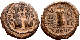 Justin II and Sophia (565-578) Decanummium. Obverse: DN IVSTINVS PP AVG Justin and Sophia on thrones Reverse: Large I between ANNO and regnal year abo...