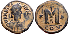 Anastasius I (491-518) Follis. Obverse: DN ANASTASVS PP AVG diademed, draped, and cuirassed bust right Reverse: Large M

 33mm 17.59g