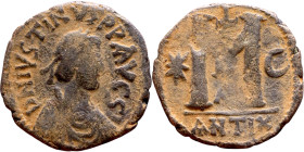 Justin I (518-527) Follis Obverse: :D N IVSTINVS PP AVG, diademed, draped, and cuirassed bust right Reverse: Large M

 33mm 14.44g

 Artificial sa...