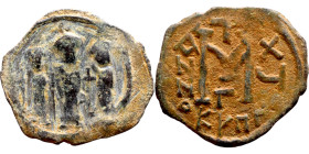 Heraclius, Martina and Heraclius Constantine (610-641) Follis Obverse: From left, Martina, Heraclius, heraclius Constantine Reverse: Large M, ANNO,
...