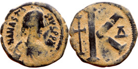 Anastasius I (491-518) Follis. Obverse: DN ANASTASVS PP AVG diademed, draped, and cuirassed bust right Reverse: Large M

 26mm 8.41g