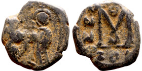 Heraclius and Hercalius. Constantine (610-641) Follis. Obverse: Heraclius on left, Heraclius Constaninte on right, . Reverse: ANNO, Large M, cross abo...