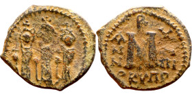 Heraclius, Martina and Heraclius Constantine (610-641) Follis Obverse: From left, Martina, Heraclius, heraclius Constantine Reverse: Large M, ANNO,
...