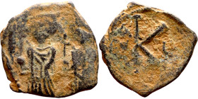 Heraclius and Hercalius. Constantine (610-641) Half Follis. Obverse: Heraclius on left, Heraclius Constaninte on right, . Reverse: ANNO, Large K, cros...