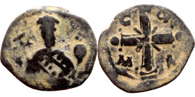 Alexios I Komnenos, Tetarteron (post reform). Thessalonica. Obverse: C | Φ ΑΛ | Δ, Jewelled cross, globus at each extremity, a cross at center. Revers...