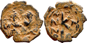 Heraclius and Hercalius. Constantine (610-641) Half Follis. Obverse: Heraclius on left, Heraclius Constaninte on right, . Reverse: ANNO, Large K, cros...