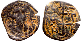 *Very Rare* Usurper Nikephoros Bryennios (1077–1078), Follis. Thesalonica. Obverse: IC - XC. Facing bust of Christ Pantokrator, Reverse: C - B / N - B...