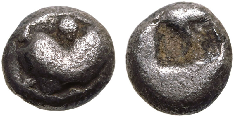 ANCIENT GREECE. KYRENAIKA, KYRENE. 
Silver Hemiobol, circa 525-500 BC. 
Obv: s...