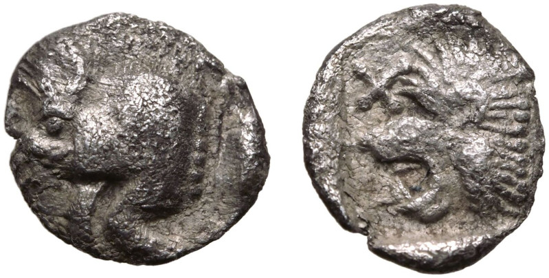 ANCIENT GREECE. MYSIA, KYZIKOS. 
Silver Hemiobol, circa 450-400 BC. 
Obv: fore...