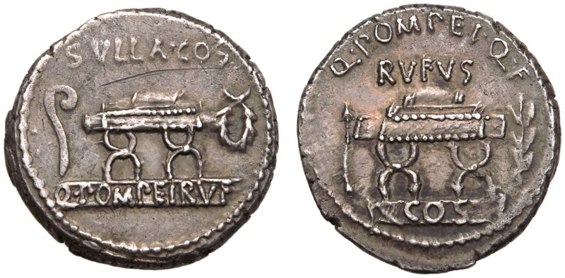 ROMAN REPUBLIC & IMPERATORIAL. Q. Pompeius Rufus. 
Silver Denarius, 54 BC. Rome...