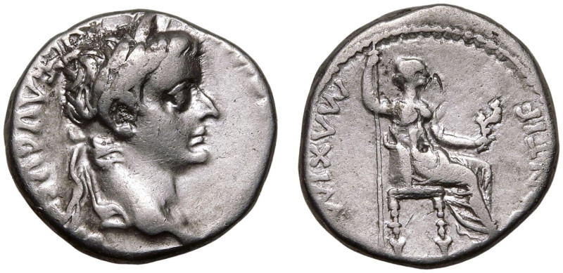 ROMAN EMPIRE. Tiberius. 
Silver Denarius, AD 36-37. Lugdunum. 
Obv: TI CAESAR ...