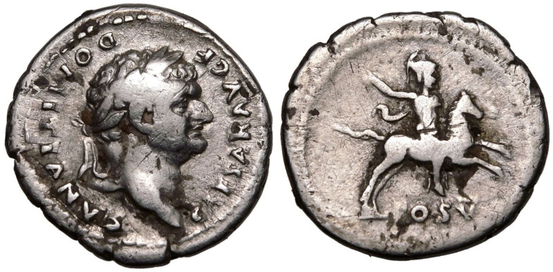 ROMAN EMPIRE. Domitian (Caesar). 
Silver Denarius, AD 77-78. Rome. 
Obv: CAESA...