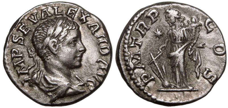 ROMAN EMPIRE. Severus Alexander. 
Silver Denarius, AD 222. Antioch. 
Obv: IMP ...