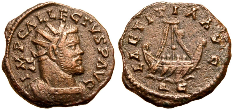 ROMAN EMPIRE. Allectus. 
Billon 'Quinarius', AD 293-296. 'C' mint. 
Obv: IMP C...