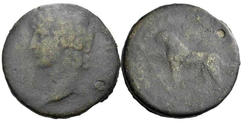 Ionia, Smyrna Antinoüs, favorite of Hadrian, died 130. Medallion circa 134-135, ...