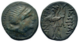 Celtic, Eastern Europe, Imitations of of Mesembria, Thrace c. 2nd century BC. Æ (17.8mm, 5.20g). Diademed female head r. R/ Athena Promachos with spea...