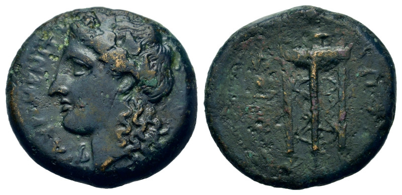 Sicily, Tauromenion, c. 305-289 BC. Æ Hemilitron (20.8mm, 7g). Laureate head of ...