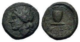 Sicily, Syracuse. Roman rule, after 212 BC. Æ (13,5mm, 2.7g). Head of Apollo l. R/ Apex. CNS II, 214; HGC 2, 1528. Rare.