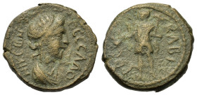 Macedon, Thessalonica. Pseudo-autonomous issue. Æ (22mm, 7.8g). Time of Antoninus Pius (138-161). Draped bust of Tyche right, wearing mural crown. R/ ...