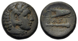 Kings of Macedon. Alexander III 'the Great' (336-323 BC). Æ Unit (16,6mm, 6.8g). Uncertain mint in Western Asia Minor. Head of Herakles right, wearing...
