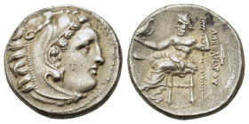 Kings of Macedon, Philip III Arrhidaios (323-317). AR Drachm (17.7mm, 4.20g). In the name and types of Alexander III. Kolophon, c. 322-319 BC. Head of...