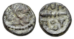 Kings of Macedon. Philip III Arrhidaeus (323-317 BC). Æ (11mm, 1.23g). Head of Herakles right in lionskin headdress. R/ ΦIΛIΠ / ΠOY above and beneath ...