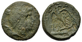 Kings of Macedon. Philip V (221-179 BC). Æ (20,3mm, 7g). Pella or Amphipolis, c. 200-179 BC. Head of Perseus to right, wearing winged Phrygian helmet,...