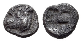 Thraco-Macedonian, Pangaion Region, Uncertain mint (5th century BC). AR Hemiobol (1/48 Stater) (6.5mm, 0.26g). Head of boar l. R/ Incuse square . Cf. ...