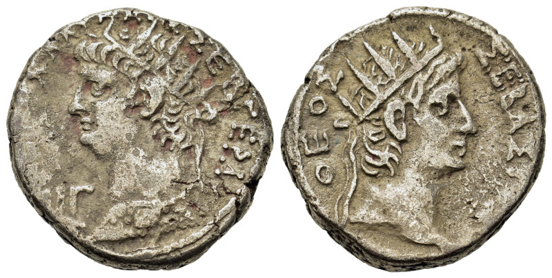 Nero and Divus Augustus (54-68). Egypt, Alexandria. BI Tetradrachm (25.3mm, 13g)...