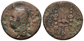 Galba (68-69). Achaea, Patrae. Æ As (26,6mm, 6.6g). Bare head l. R/ X XII, aquila between two standards. RPC I 1282.11 = BCD Peloponnesus 549. Very ra...
