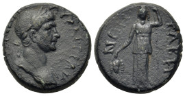 Trajan (98-117). Caria, Tabae. Æ (21.7mm, 6.30g). Laureate head right, with slight drapery. R/ Demeter standing facing, wearing kalathos, holding corn...