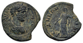 Hadrian (117-138). Phrygia, Palaiobeudos. Æ (16.4mm, 2.80g). Laureate, draped and cuirassed bust. R/ Demeter standing l., holding poppy, grain ears an...