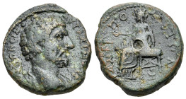 Antoninus Pius (138-161). Macedon, Amphipolis. Æ (25mm, 11.90g, 12h). Bare-headed bust r., with slight drapery. R/ City-goddess seated l., holding pat...