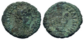 Marcus Aurelius (161-180). Thrace, Augusta Traiana. Æ (17,7mm, 3.6g). Bare-headed and cuirassed bust right. Altar surmounted by coiled serpent. Varban...