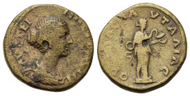 Faustina Junior (Augusta, 147-175). Thrace, Pautalia. Æ (22mm, 6.66 g, 12h). Draped bust r. R/ Hygieia standing right, feeding serpent from patera. Ru...