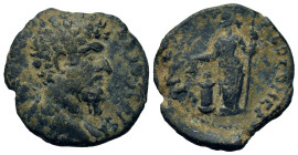 Lucius Verus (161-169). Pisidia, Antioch. Æ (22,2mm, 4.3g). Bare-headed bust of Lucius Verus wearing cuirass and paludamentum, r. R/Genius standing, f...
