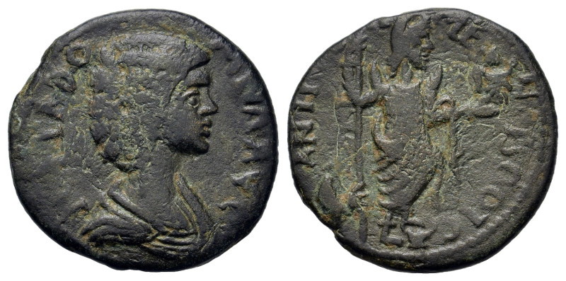 Julia Domna (Augusta, 193-218). Pisidia, Antioch. Æ (21,8mm, 5.3g). Mên standing...