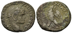 Caracalla (198-217). Tyre, Phoenicia. AR Tetradrachm (15,6mm, 11g). Laureate, draped and cuirassed bust r., seen from behind. R/ Eagle standing facing...