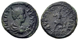 Geta (209-211). Thrace, Augusta Traiana. Æ (18,3mm, 3.5g). Bare headed, draped and cuirassed bust of Geta r. R/ Artemis advancing right, bow outward i...