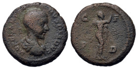 Diadumenian (Caesar, 217-218). Thrace, Deultum. Æ (19mm, 5g). Bare-headed, draped and cuirassed bust r. R/ Marsyas standing to right, raising his righ...