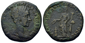 Diadumenian (Caesar, 217-218). Moesia Inferior, Nicopolis ad Istrum. Æ (25,8mm, 10.5g). Agrippa, legatus consularis. Bare head r. R/ Homonoia standing...