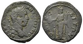 Elagabalus (218-222). Thrace. Odessos. Æ Tetrassarion (25mm, 5.3g). Laureate head r. R/ Great God of Odessus standing left, sacrificing from patera ov...