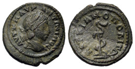 Elagabalus (218-222). Moesia Inferior, Marcianopolis. Æ (25,2mm, 5.6g). Laureate head to r. R/ Serpent-entwined staff of Asclepius. H&J, Markianopolis...