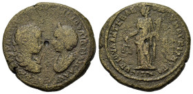 Elagabalus (218-222). Moesia Inferior, Marcianopolis. Æ (16,5mm, 2.40g). Laureate, draped and cuirassed bust of Elagabalus, right, seen from rear, fac...